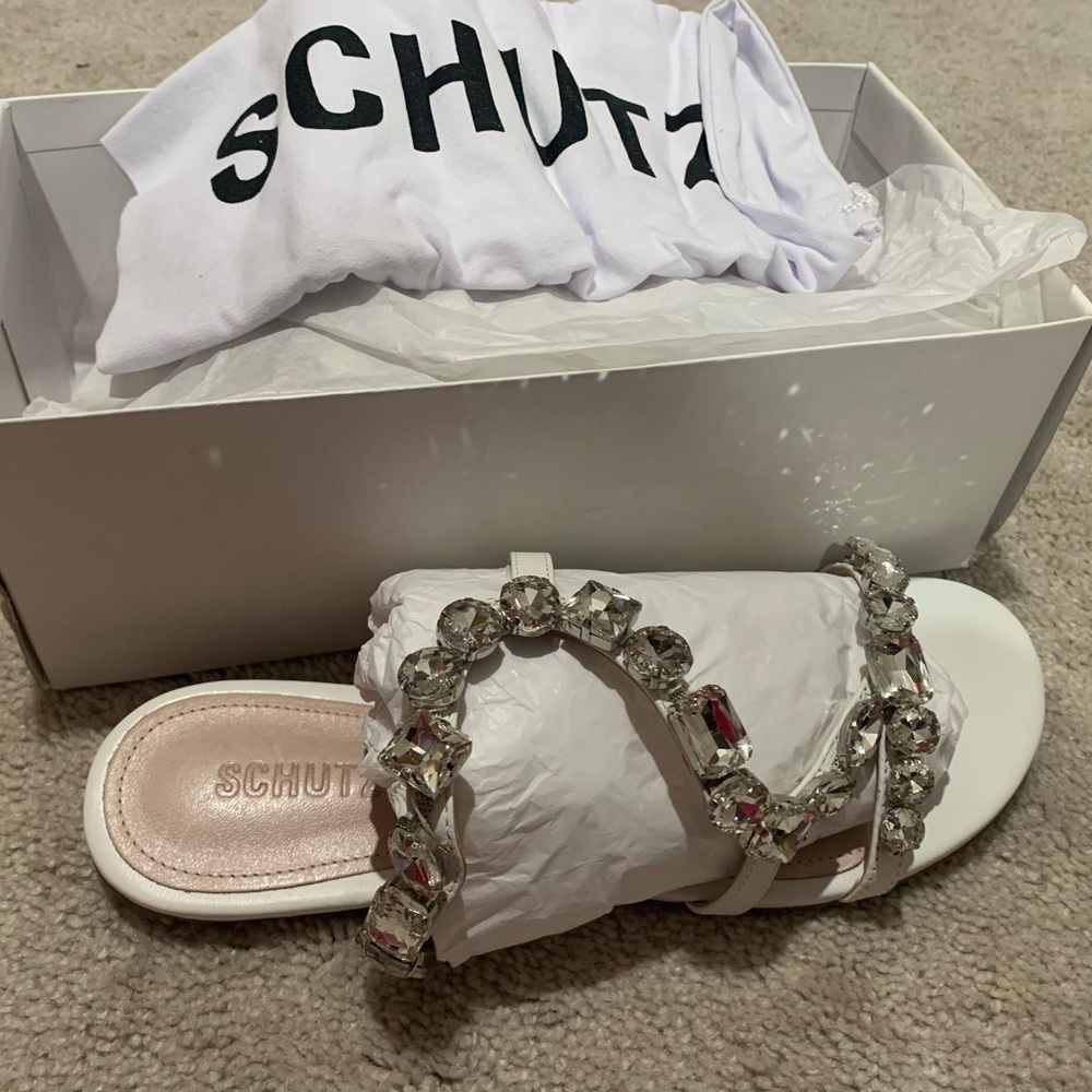 Schutz rhinestone sandals.